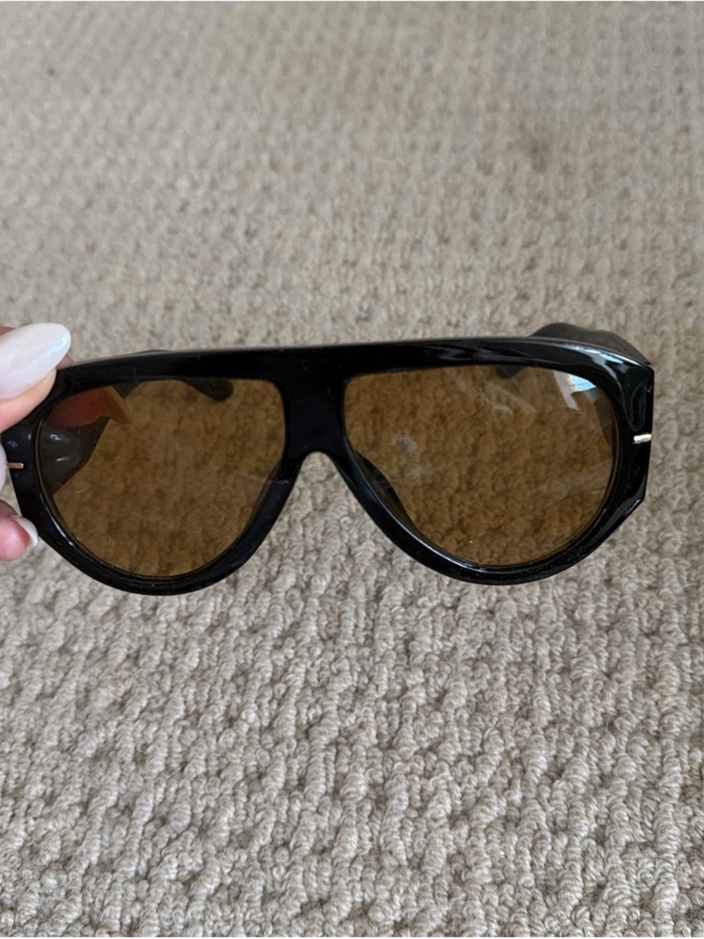 Black Frame Sunglasses with Amber Lenses
